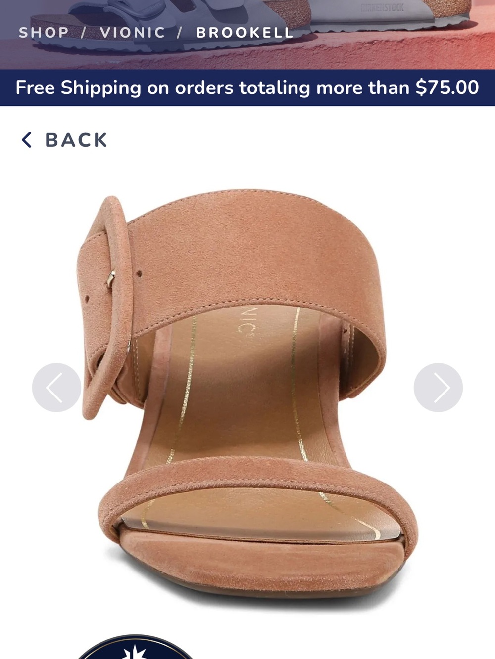 Vionic Women's Suede Brookell  Buckle Slide Sandals in Blush - Picture 9 of 15